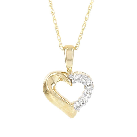Gold Necklace with Heart and Diamonds
