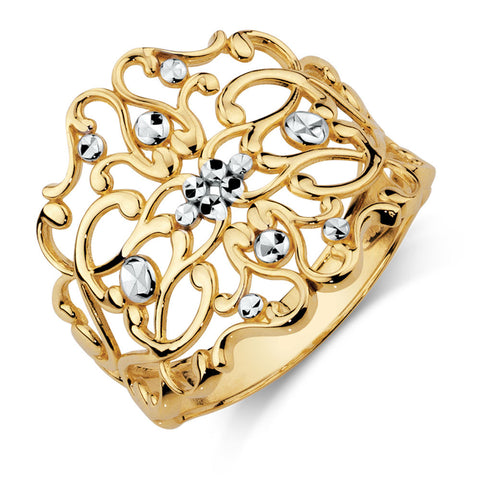 Gold Ring Crown Pattern with Diamonds