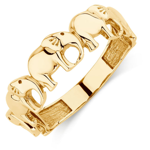 Gold Ring Cute Elephants