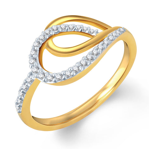 Gold Ring Wave with Diamonds