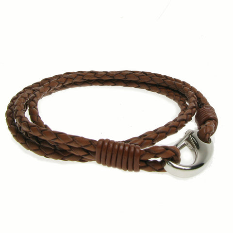 Leather BRACELET brown twist silver