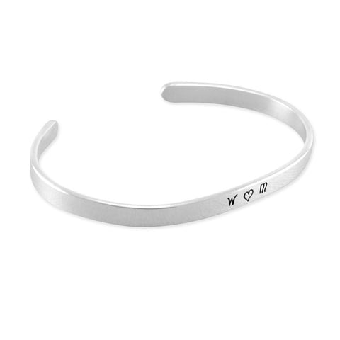 Silver BRACELET initial w hear m