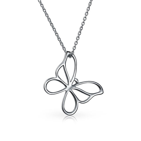Silver Necklace Empty Butterfly