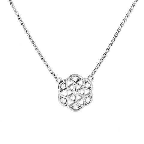 Silver Necklace with empty Flower Pendant