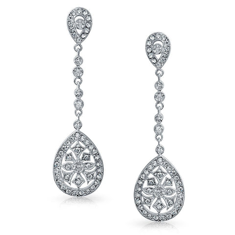 Silver Earring Snow drop with Diamonds