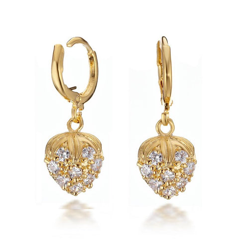 Gold Earring Strawberry with cubic
