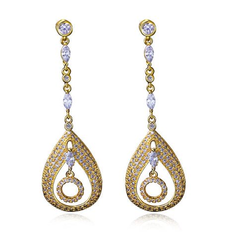 Gold Earring Dual Circle with Sapphire
