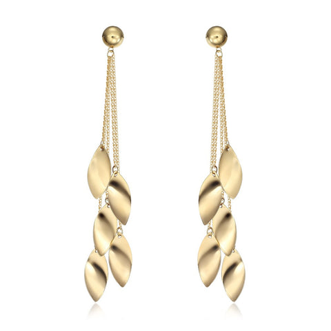 Gold Earring Leaves and chain